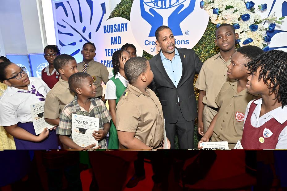  Robin Levy, Group CEO of the Jamaica Co-operative Credit Union League, shares words of wisdom with 2026 PEP Bursary recipients at the Credit Unions of Jamaica PEP Bursary and Tertiary Scholarship Awards ceremony, held in Kingston.