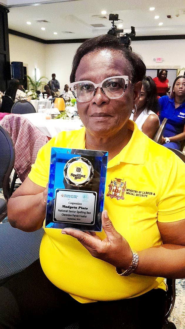 Madgeta Pinto, a 75-year-old retired Clarendon teacher, who placed sixth nationally in this year’s Senior Citizens Spelling Bee competition.