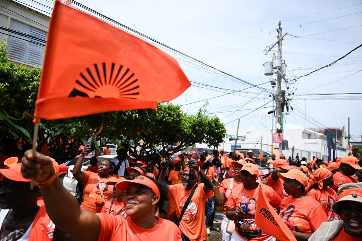 
In this 2025 photo, PNP supporters are seen on the streets on Nomination Day in Morant Bay, St Thomas.