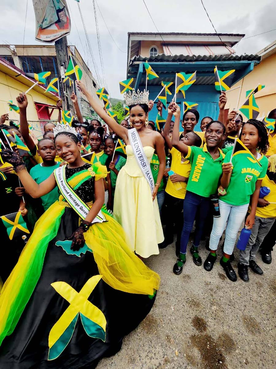 Portlanders came out in their national colours last Friday to cheer on newly-crowned Miss Universe Jamaica Celene Hall.