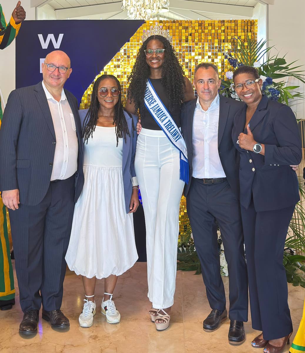 Minister of State in the Ministry of Tourism, Tova Hamilton (second left), share lens time with (from left) General Manager Valerio Lanzarotti, Miss Jamaica Universe Trelawny, Aaliyah Innis; Gabriel Garcia, vice president, operations; and Kerry-Ann Quallo-