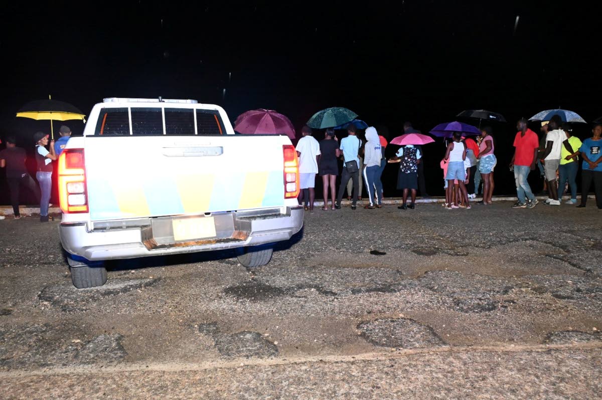 The police were on the scene, as the whale carcass attracted curious onlookers and caused significant traffic congestion along the roadway between St James and Trelawny on Friday. – Ashley Anguin photo