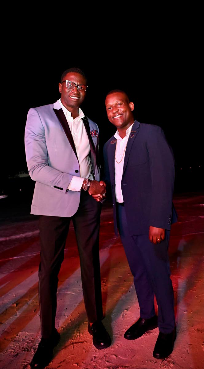 Sandals Dunn’s River General Manager Kevin Clarke (left) and Director of Sales, Groups and Conventions Carnel Smith soak up the good vibes. 