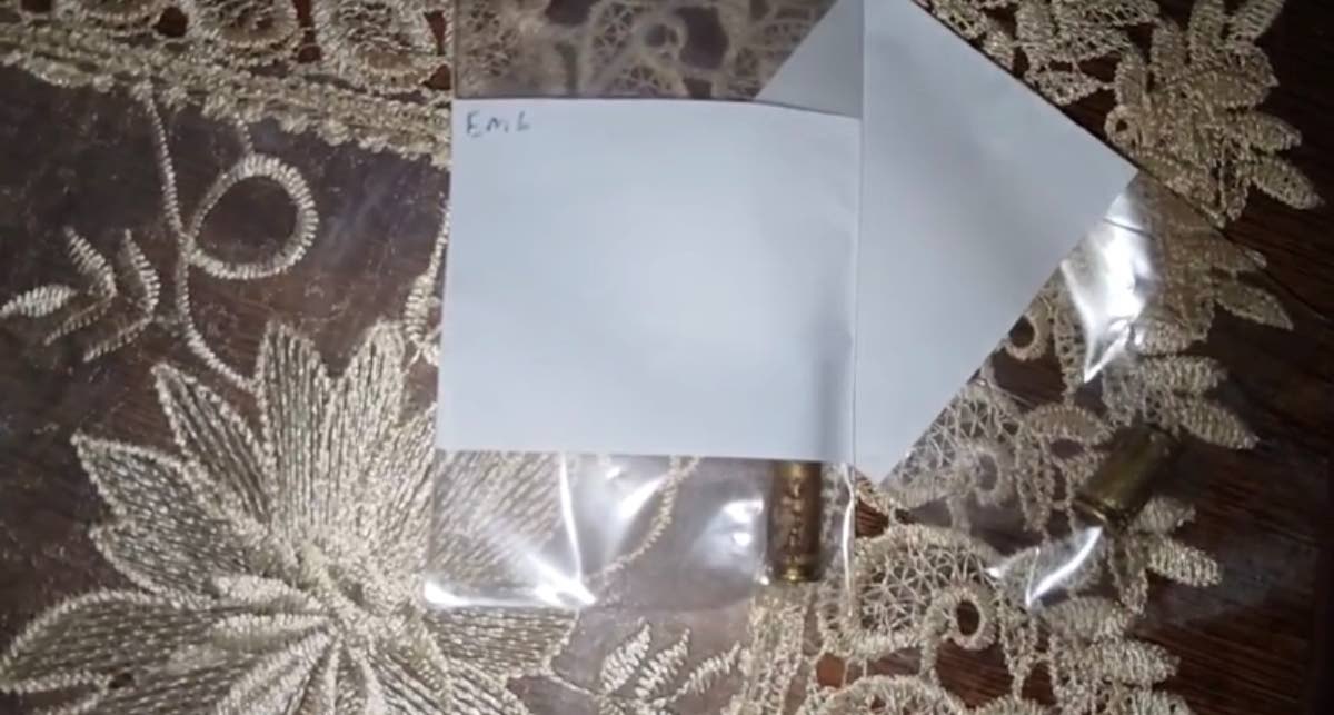 An evidentary envelope reportedly left behind by the INDECOM team.