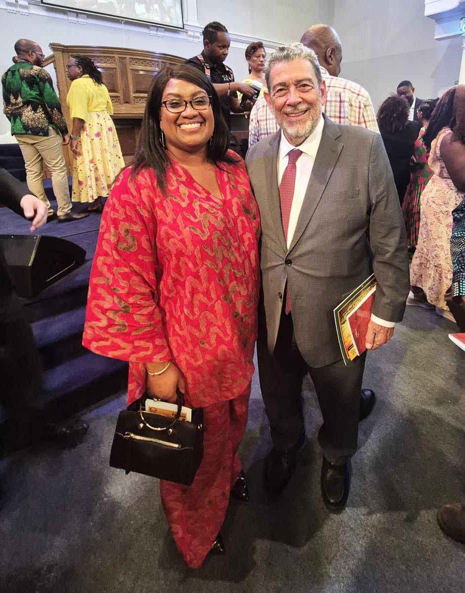 Bell Ribeiro-Addy (left) Labour MP for Lambeth and Ralph Gonsalves, former prime minister for St Vincent and the Grenadines, are pictured at the New Park Road Baptist Church where they attended the service of remembrance, justice and repair