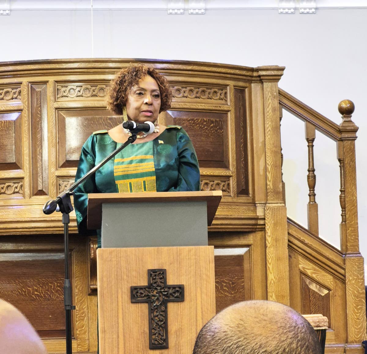 Olivia ‘Babsy’ Grange, minister of culture, gender, entertainment and sport, addresses the audience at the New Park Road Baptist Church in south London on Sunday, September 6, when she attended a service of remembrance, justice and repair.