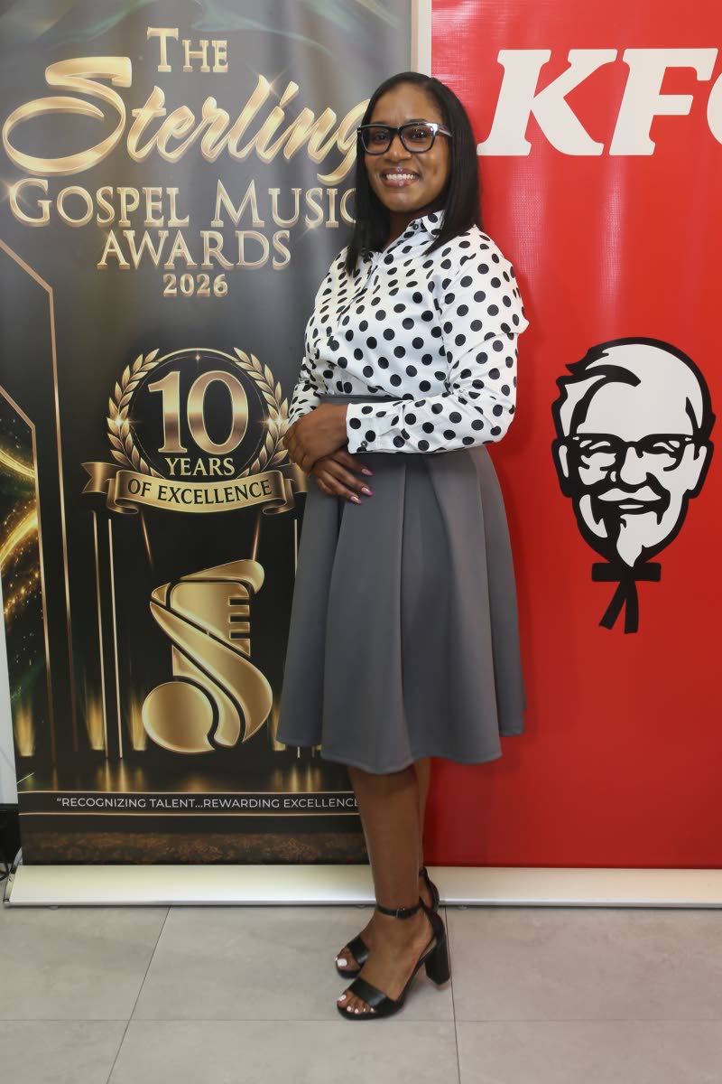 Basillia Barnaby-Cuff, founder and executive director, Sterling Gospel Music Awards, keeps it classic in a polka-dot shirt and grey flared skirt.