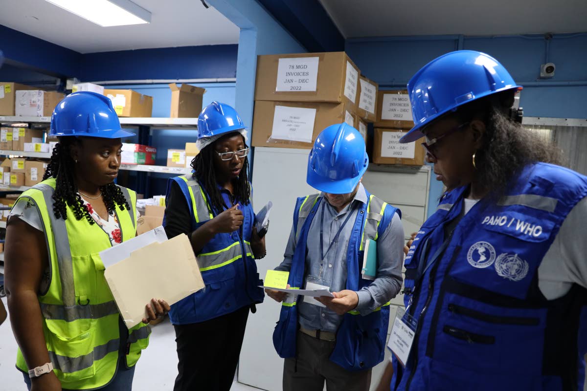 Melissa Watson, warehouse operations supervisor, National Health Fund Pharmaceutical Division; Dr. Julia Rowe-Porter, Acting Director, Family Health Unit, Health Services Planning & Integration Branch, Ministry of Health and Wellness; Dr. Sergio Loayza, im