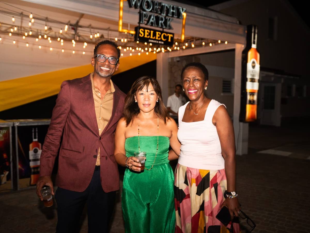 From left: Dr Carey Wallace, executive director of the Tourism Enhancement Fund; his wife Vivene Levison, managing director, Great Huts; and Carol Rose Brown, director, Jamaica Centre for Tourism Innovation, Craft Development Institute, at the opening of D