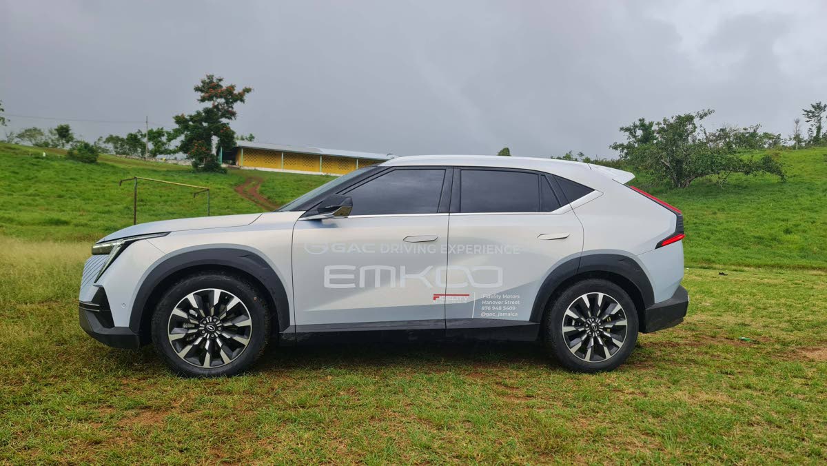 From the side, the SUV showcases a dramatic silhouette defined by rising waistlines and deeply recessed door panels that create an interplay of light and shadow.