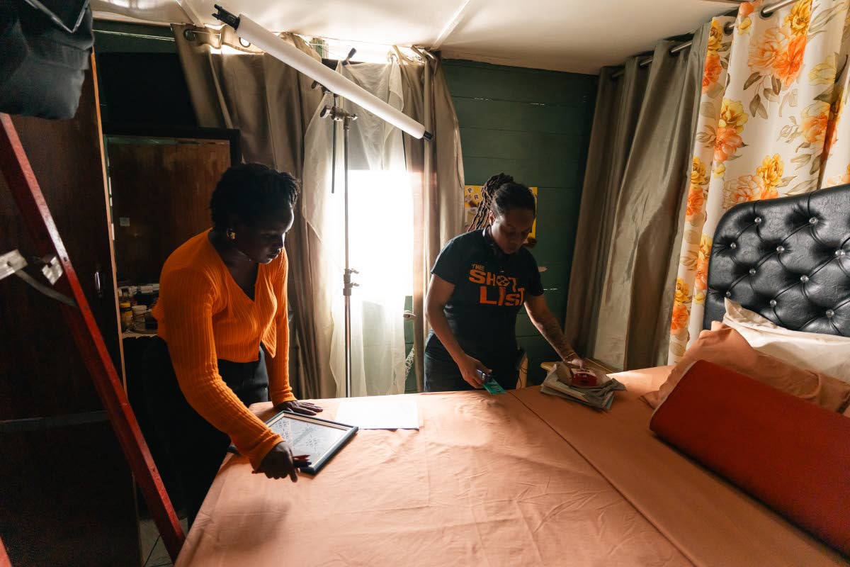 Art Director Jemila Henry (left) and Wanliss on the ‘Bright Sparks’ set. 