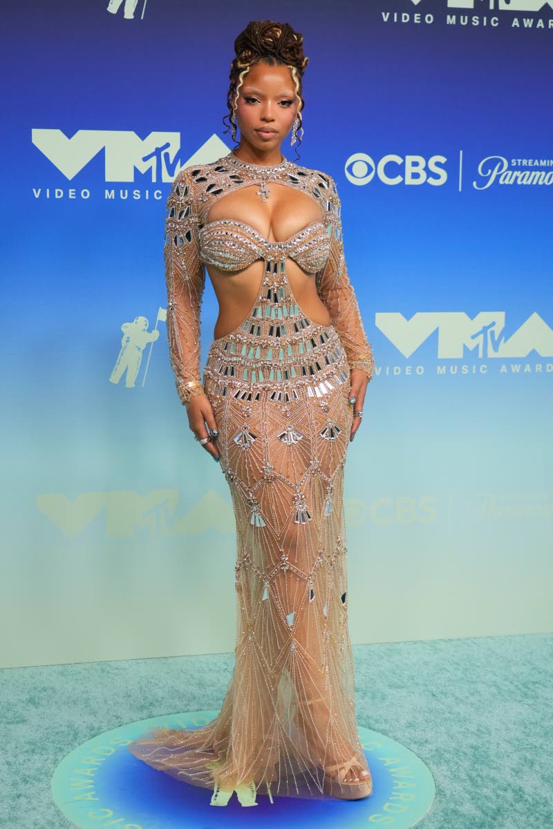 Chloe Bailey brings maximum heat to the red carpet in a sheer, jewel-encrusted Idan Cohen piece.