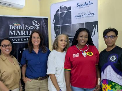 Dr Pamela Dixon (left), senior director, clinical services and inclusion at Autism Speak; with Heidi Clarke (second left), executive director at the Sandals Foundation; Camille Proctor (centre), executive director, The Color of Autism Foundation; Alicia Wi