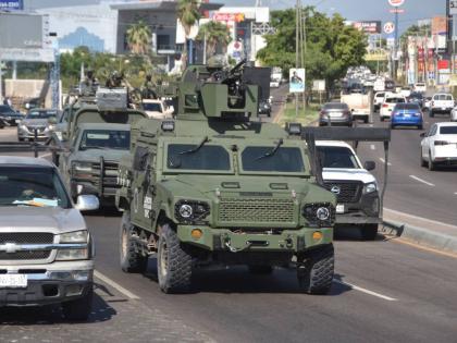 National Guards patrol the streets in Culiacan, Sinaloa state, Mexico, Oct. 14, 2024. 