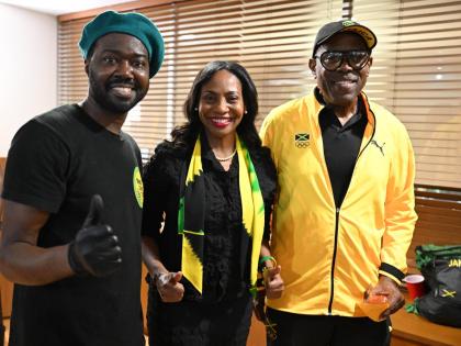 Gladstone Taylor/Multimedia Photo Editor 
From left: Chef Richardo Boreland, Her Excellency Shorna-Kay Richards, Jamaican ambassador to Japan, and team manager Ian Forbes at the embassy’s welcome party at the Embassy of Jamaica, Minato,Tokyo, Japan on Th