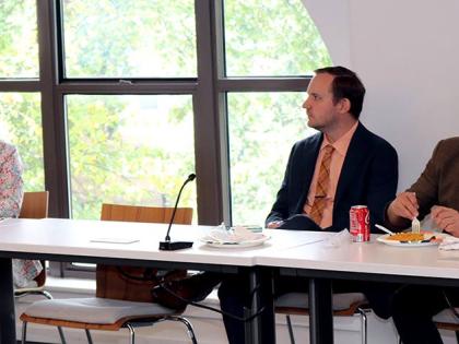  Aliecia Taylor (left), minister counsellor with responsibility for trade and economic affairs at the Embassy of Jamaica,  speaking with realtors on the growing real-estate investment opportunities available in Jamaica. 