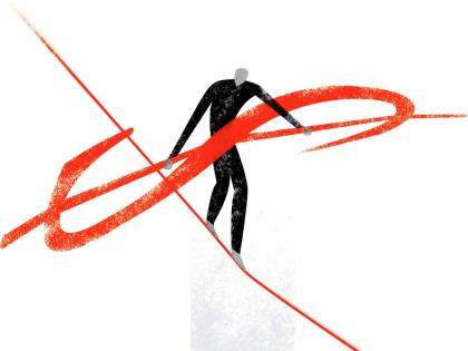 Money tightrope illustration