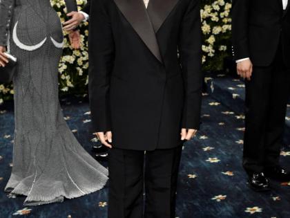 British-Jamaican designer Grace Wales Bonner walks the blue carpet at The Metropolitan Museum of Art’s Costume Institute benefit gala on May 5, 2025. 