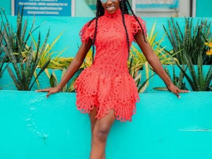 Bringing an extra pop of colour to the artwalk is Brianna Hanson.