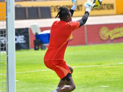 Reggae Boy captain and goalkeeper Andre Blake goes through his paces during a training session yesterday at the National Stadium in preparation for today’s Concacaf World Cup Qualifier against Bermuda at the same venue. The game begins at 7 p.m.