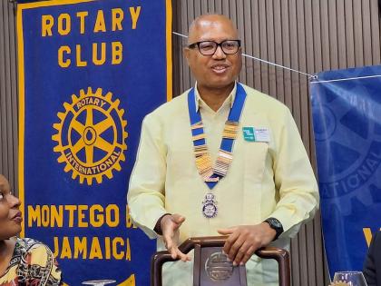  Professor William ‘Bill’ Aiken, district governor of Rotary International District 7020, addressing Rotarians and guests at the Rotary Club of Montego Bay’s weekly meeting on October 14, 2025.