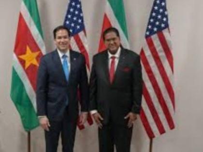 Former Suriname President, Chandrikapersad Santokhi (Right) and US Secretary of State Marco Rubio.