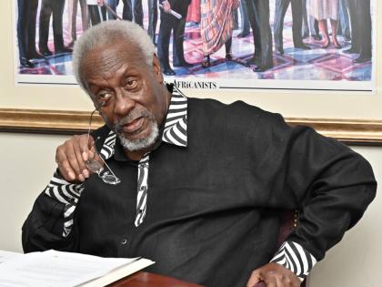 Former Prime Minister P. J. Patterson speaks at the P. J. Patterson Institute for Africa Caribbean Advocacy Scholarship, sponsored by the National Commercial Bank, in honour of his 90th birth anniversary, at the institute located at The University of the W