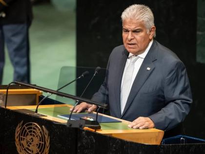 Panama President José Raúl Mulino speaks during the 80th session of the United Nations General Assembly, September 24, 2025, at UN headquarters. 