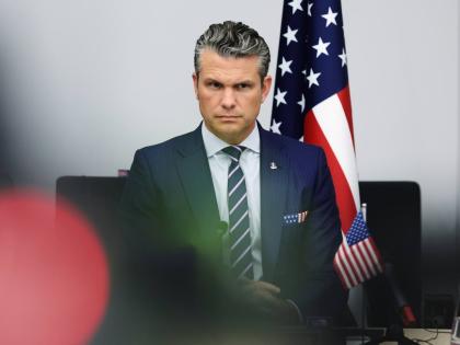 United States Defence Secretary Pete Hegseth addresses a meeting of the Ukraine Defence Contact Group at NATO headquarters in Brussels, Wednesday, October 15, 2025 (AP Photo/Omar Havana)