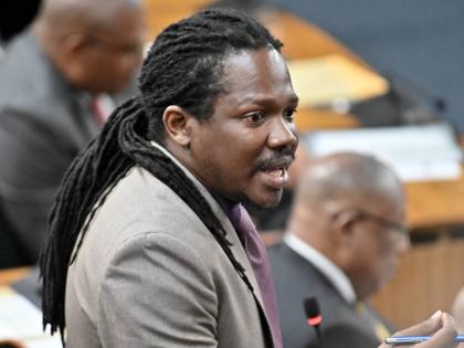 Damion Crawford addresses an October 14 sitting of Parliament.