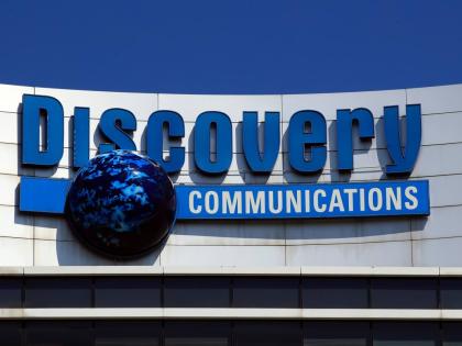 The Discovery Communications logo atop its headquarters in Silver Spring, USA, July 31, 2017. 