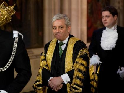 In this 2014 photo, the then Britain's Speaker of the House of Commons John Bercow walks through Central Lobby at the Palace of Westminster in London. 