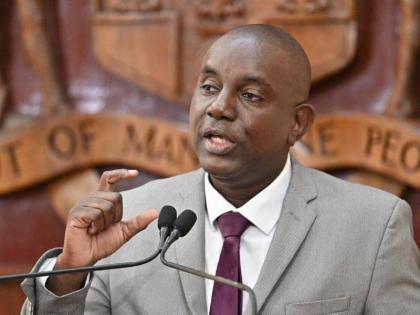 Rohan Brown, Manager of the Meteorological Service of Jamaica speaks at a special press briefing on Tropical Storm Melissa, at Jamaica House on Thursday.