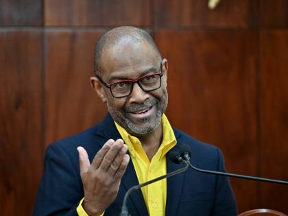 Head of the Meteorological Service, Evan Thompson, speaking at a special Tropical Storm Melissa press briefing at Jamaica House on October 24.