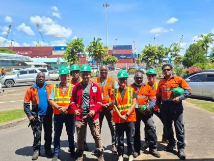 Participants in the OSHA Combi Safety Course in Paramaribo, sponsored by the Caribbean Shipping Association and delivered by De Ruyter Training & Consultancy at VSH United and DP World facilities, October 14-16 and 21-23, 2025. 