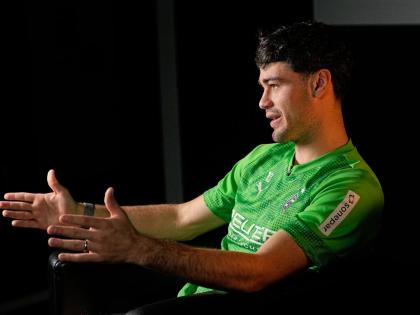 American football player Gio Reyna talks during an interview with The Associated Press at the stadium of his Bundesliga club Borussia Moenchengladbach in Moenchengladbach, Germany, on October 21.