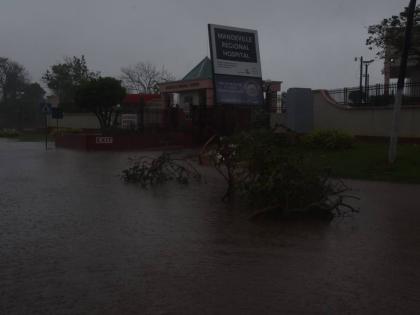 Flooding along Caledonia Avenue in Manchester during the passage of Hurricane Melissa on October 28, 2025.