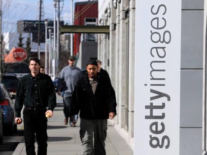 A sign for the Seattle office of Getty Images Inc in Seattle.
