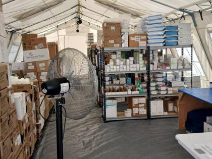 The medicine room at the Black River field hospital set up at Black River High School.