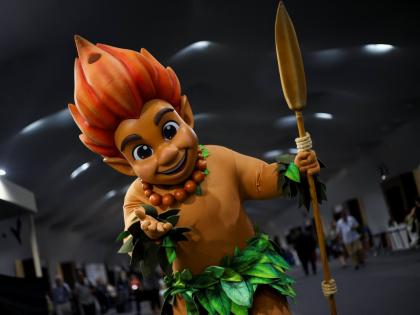 Curupira, COP30 mascot at the Blue Zone at COP30. 