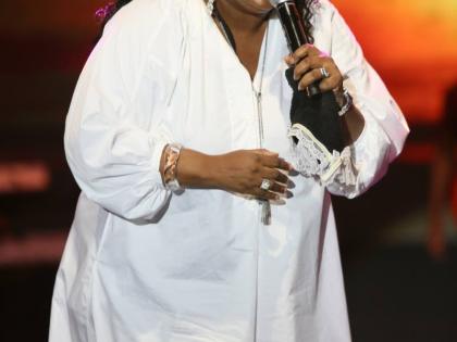 Chevelle Franklyn ministers to the audience at Gospel Star 2024 held on Sunday, August 4 at the National Indoor Sports Centre in Kingston. She will be ministering in Lagos, Nigeria, on December 5.
