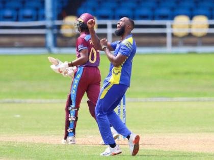 Akeem Jordan bagged five wickets for the Barbados Pride against the Leeward Islands Hurricanes during their  CG United Super 50 Cup encounter at the Queen’s Park Oval yesterday.
