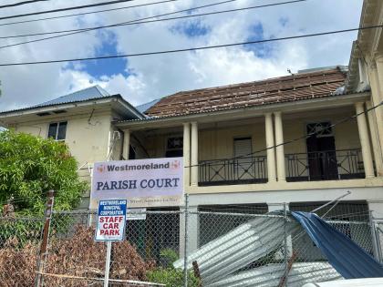 The waterlogged Westmoreland Parish Court.