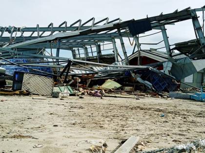 Mangled metal frame of Black River Market after Hurricane Melissa on October 28, 2025