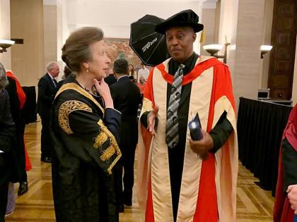 University of London Chancellor Princess Anne (left) speaks with Professor Sir Hilary Beckles during the conferment ceremony on November 19 in the United Kingdom.