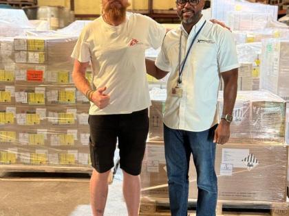Xan Gibson (right), general manager/director of XARS Equipment & Trucking Co Ltd, and Hunter McGovern, logistics team lead, MSF Holland (Médecins Sans Frontières/Doctors Without Borders). 