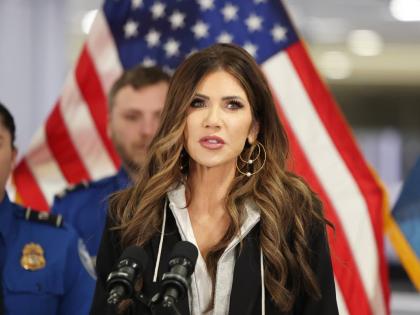 US Homeland Security Secretary Kristi Noem speaks at a news conference at Harry Reid International Airport, Saturday, November 22, 2025, in Las Vegas. (AP Photo/Ronda Churchill)