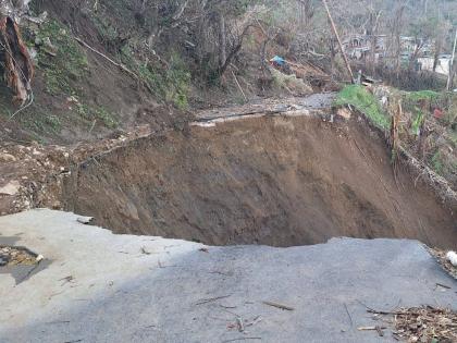 A breakaway along the Spring Mount road in St James that was caused by the  passage of Hurricane Melissa.
