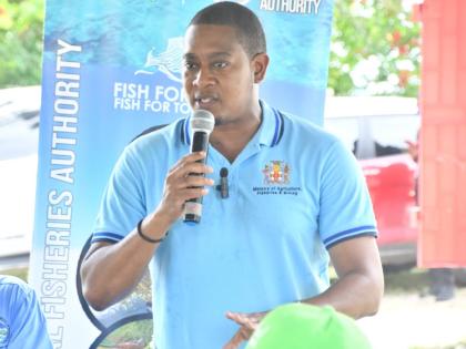 Minister of Agriculture, Fisheries and Mining, Floyd Green, speaking at the official opening of two solar-powered cold storage containers in Flagaman, St Elizabeth on December 5, 2025.