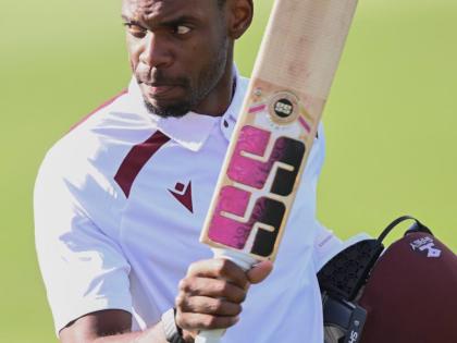 West Indies’ Justin Greaves raises his bat after scoring 200 runs against New Zealand on day five of their Test match in Christchurch, New Zealand, on Saturday.